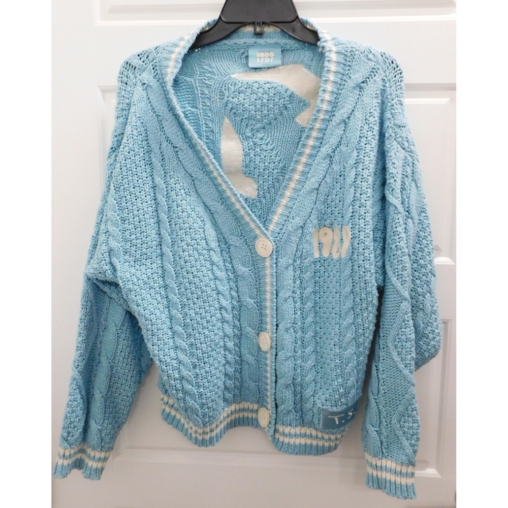 Taylor Swift 1989 (Taylor's Version) Light Blue Cable-Knit Cardigan XS/SM Birds